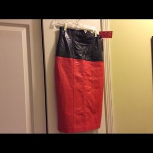 Lamb Leather High Waist Skirt